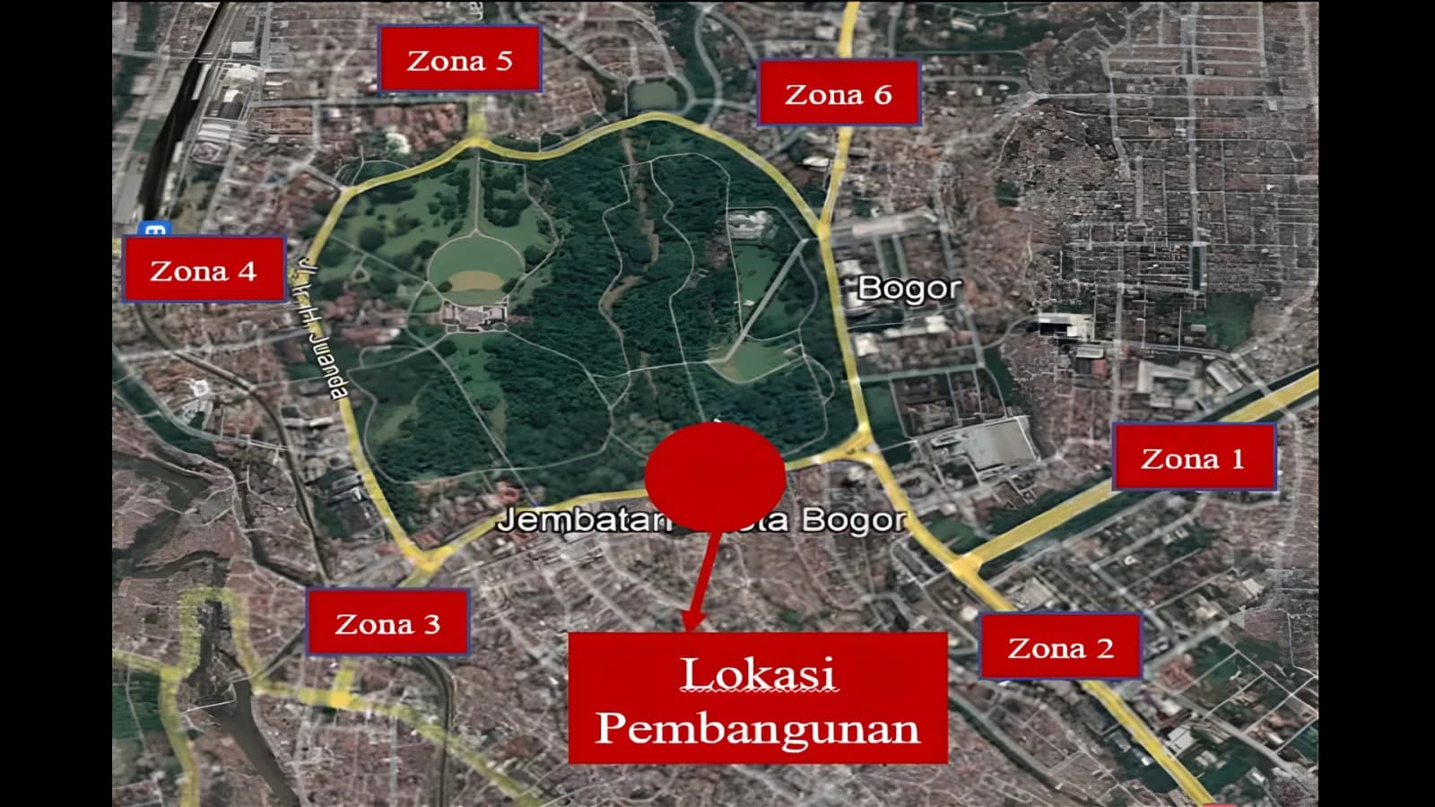 Pembagian zona lalu lintas Jembatan Otista