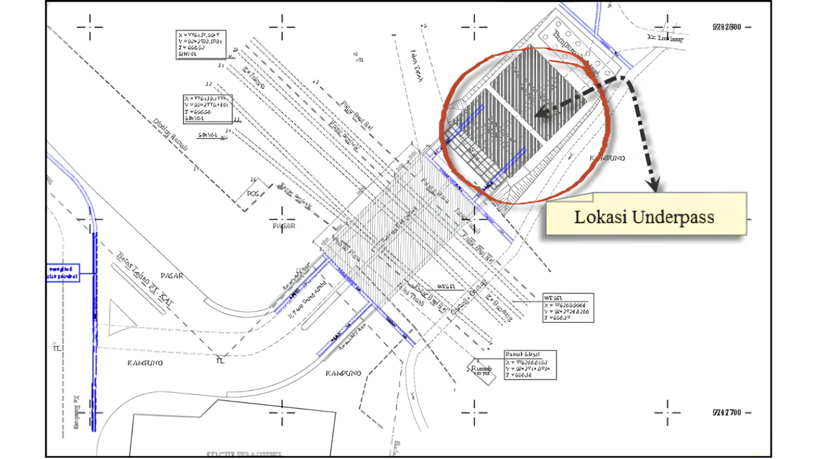 Visualisasi siteplan underpass Stasiun Rangkasbitung